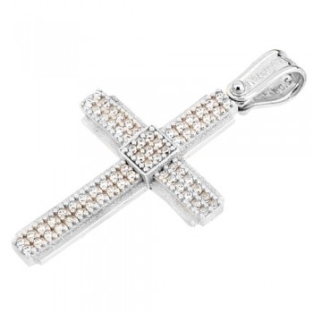 Λευκόχρυσος βαπτιστικός σταυρός Κ14 με αλυσίδα