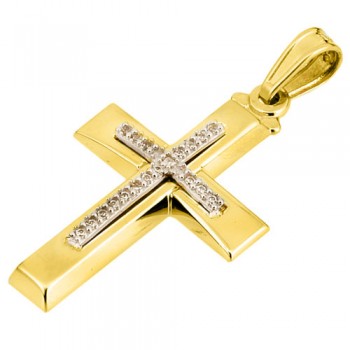 Χρυσός βαπτιστικός σταυρός Κ14 με αλυσίδα