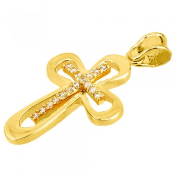 Χρυσός μασίφ σταυρός Κ14 με αλυσίδα