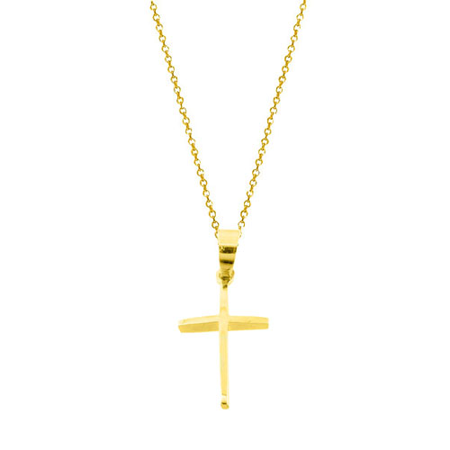 Χρυσός σταυρός Κ14 με αλυσίδα