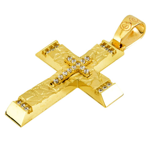 Χρυσός βαπτιστικός σταυρός Κ14 με αλυσίδα