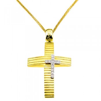 Χρυσός σταυρός Κ14 με αλυσίδα