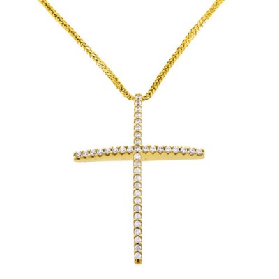 Χρυσός σταυρός Κ14 με αλυσίδα