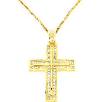 Χρυσός βαπτιστικός σταυρός Κ14 με αλυσίδα
