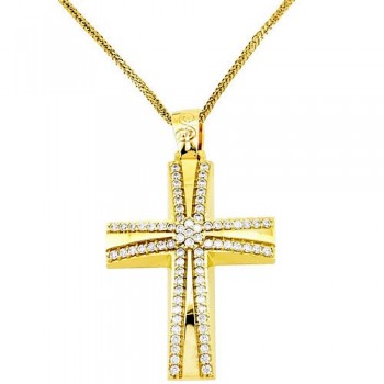 Χρυσός βαπτιστικός σταυρός Κ14 με αλυσίδα