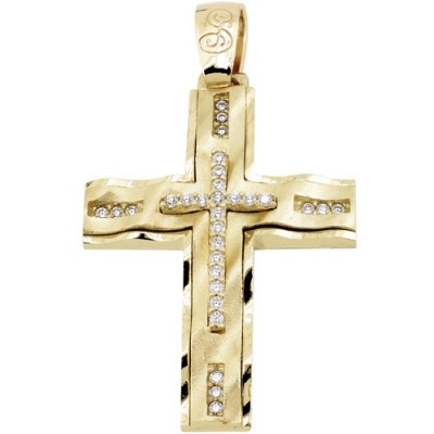 Χρυσός βαπτιστικός σταυρός Κ14 με αλυσίδα