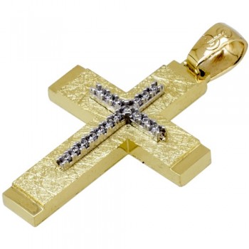 Χρυσός βαπτιστικός σταυρός Κ14 με αλυσίδα