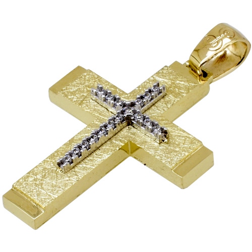 Χρυσός βαπτιστικός σταυρός Κ14 με αλυσίδα