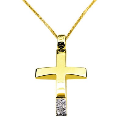Χρυσός σταυρός Κ14 με αλυσίδα