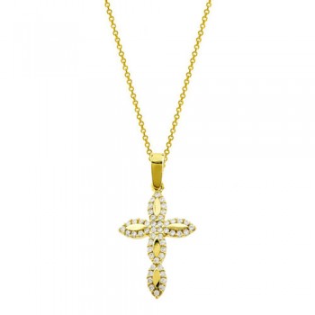 Χρυσός σταυρός Κ14 με αλυσίδα