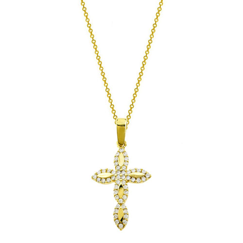 Χρυσός σταυρός Κ14 με αλυσίδα