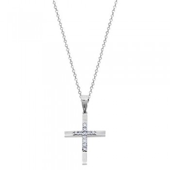 Λευκόχρυσο σταυρουδάκι Κ14 με αλυσίδα