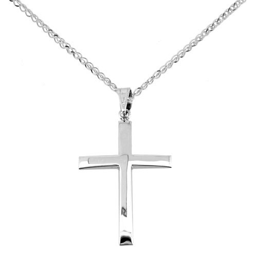 Λευκόχρυσος σταυρός Κ14 με αλυσίδα