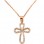 Ροζ χρυσός μασίφ σταυρός Κ14 με αλυσίδα
