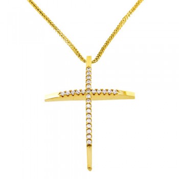 Χρυσός σταυρός Κ14 με αλυσίδα