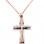 Μασίφ σταυρός από ροζ χρυσό Κ14 με αλυσίδα