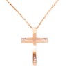 Ροζ χρυσός μασίφ σταυρός Κ14 με αλυσίδα