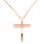 Ροζ χρυσός μασίφ σταυρός Κ14 με αλυσίδα