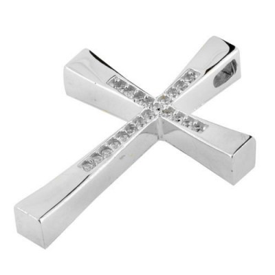 Λευκόχρυσος σταυρός Κ14 με αλυσίδα