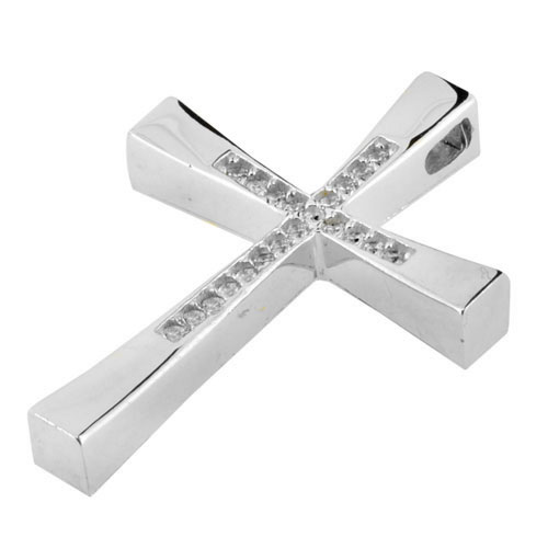 Λευκόχρυσος σταυρός Κ14 με αλυσίδα