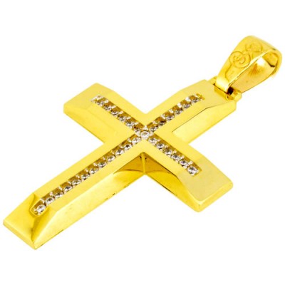 Χρυσός βαπτιστικός σταυρός Κ14 με αλυσίδα
