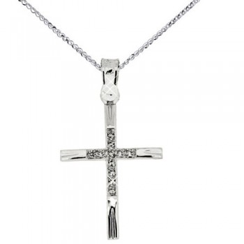 Λευκόχρυσος σταυρός Κ14 με αλυσίδα