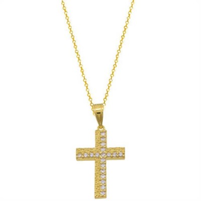 Χρυσό σταυρουδάκι Κ14 με αλυσίδα