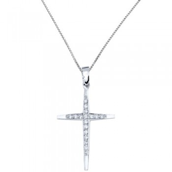 Λευκόχρυσος σταυρός Κ14 με αλυσίδα
