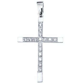 Λευκόχρυσος σταυρός Κ9 με αλυσίδα