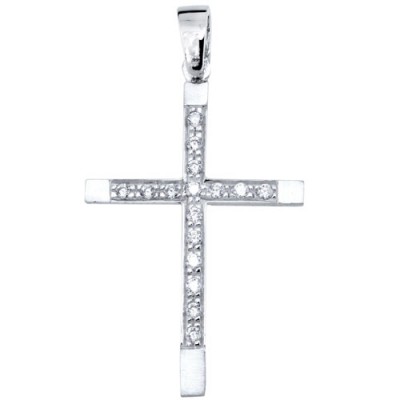 Λευκόχρυσος σταυρός Κ9 με αλυσίδα