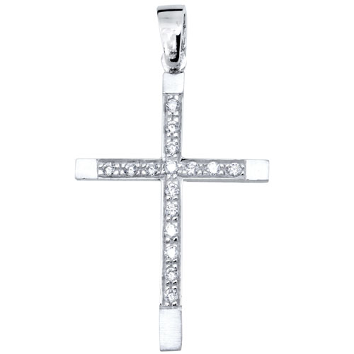 Λευκόχρυσος σταυρός Κ9 με αλυσίδα