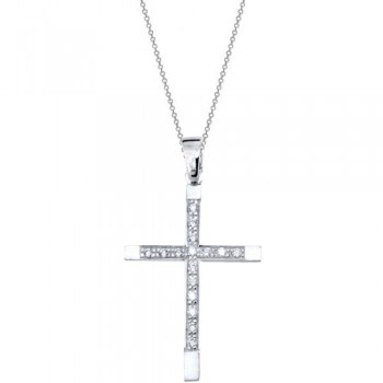 Λευκόχρυσος σταυρός Κ14 με αλυσίδα