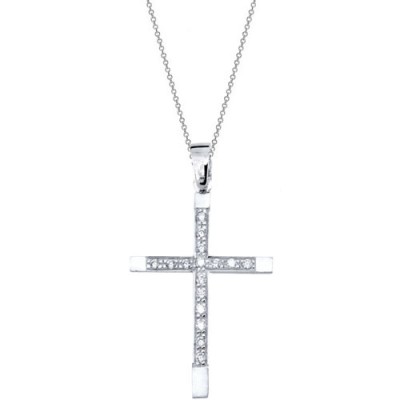 Λευκόχρυσος σταυρός Κ14 με αλυσίδα