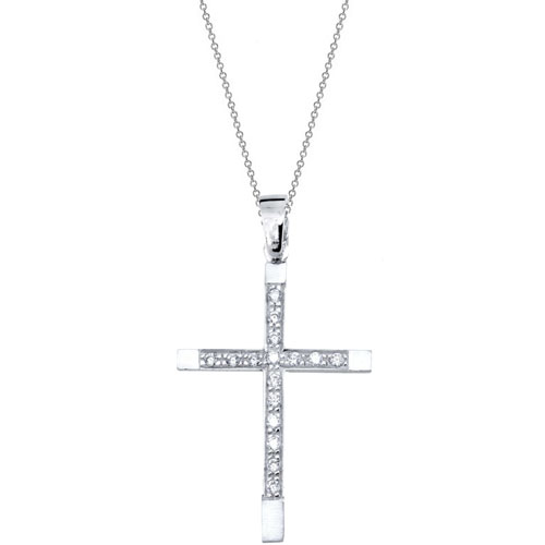 Λευκόχρυσος σταυρός Κ14 με αλυσίδα