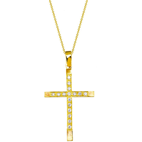 Χρυσός σταυρός Κ14 με αλυσίδα