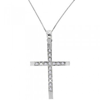 Λευκόχρυσος σταυρός Κ9 με αλυσίδα
