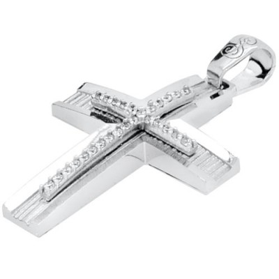 Λευκόχρυσος γυναικείος βαπτιστικός σταυρός Κ14 με αλυσίδα