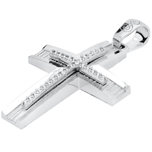 Λευκόχρυσος γυναικείος βαπτιστικός σταυρός Κ14 με αλυσίδα