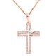 Σταυρός από ροζ χρυσό Κ14 με αλυσίδα