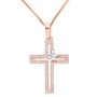 Σταυρός από ροζ χρυσό Κ14 με αλυσίδα