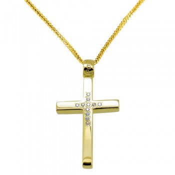Χρυσός σταυρός βάπτισης αρραβώνα Κ14 με αλυσίδα