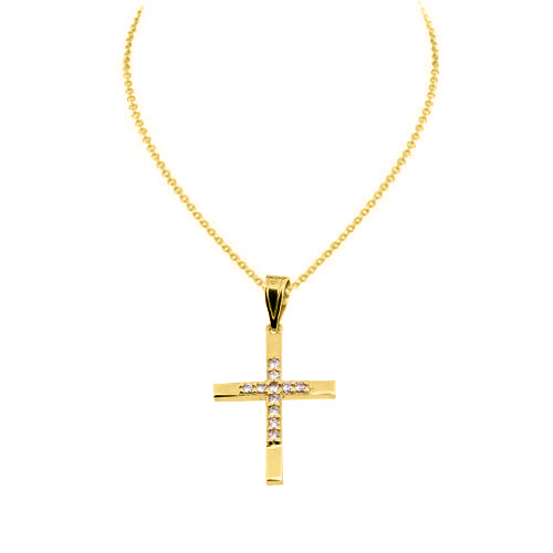 Χρυσό σταυρουδάκι Κ14 με αλυσίδα