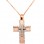 Ροζ χρυσός γυναικείος βαπτιστικός σταυρός Κ14 με αλυσίδα