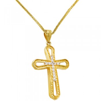 Χρυσός βαπτιστικός σταυρός Κ14 με αλυσίδα