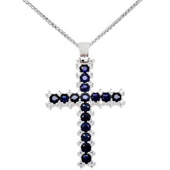 Λευκόχρυσος μασίφ σταυρός Κ14  με αλυσίδα