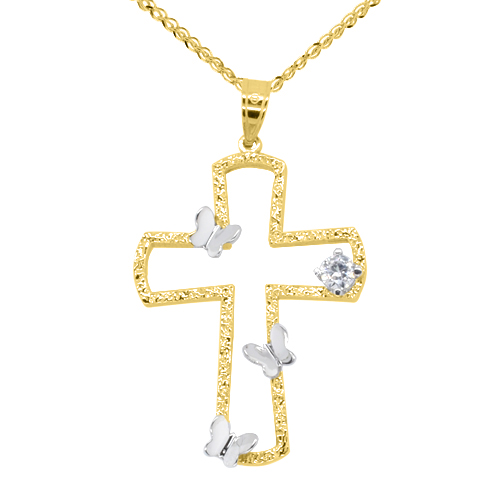 Χρυσός βαπτιστικός σταυρός Κ14 με αλυσίδα
