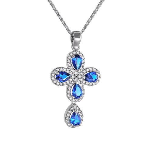 Λευκόχρυσος γυναικείος σταυρός Κ14 με αλυσίδα