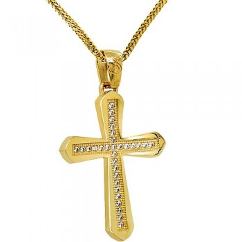 Χρυσός βαπτιστικός σταυρός Κ14 με αλυσίδα