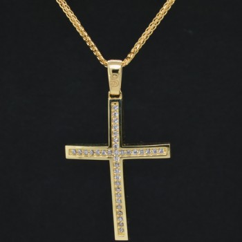 Χρυσός βαπτιστικός σταυρός Κ14 με αλυσίδα