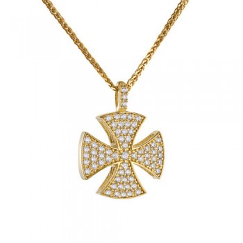 Χρυσός γυναικείος σταυρός Μάλτας Κ14 με αλυσίδα